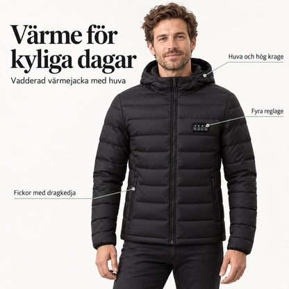 Värmejacka med huva och fyra reglage