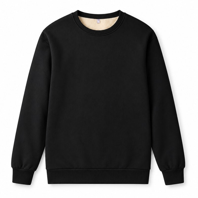 Varmfodrad sweatshirt med rund hals Svart
