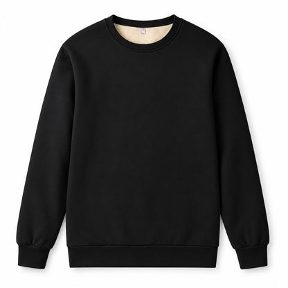 Varmfodrad sweatshirt med rund hals Svart