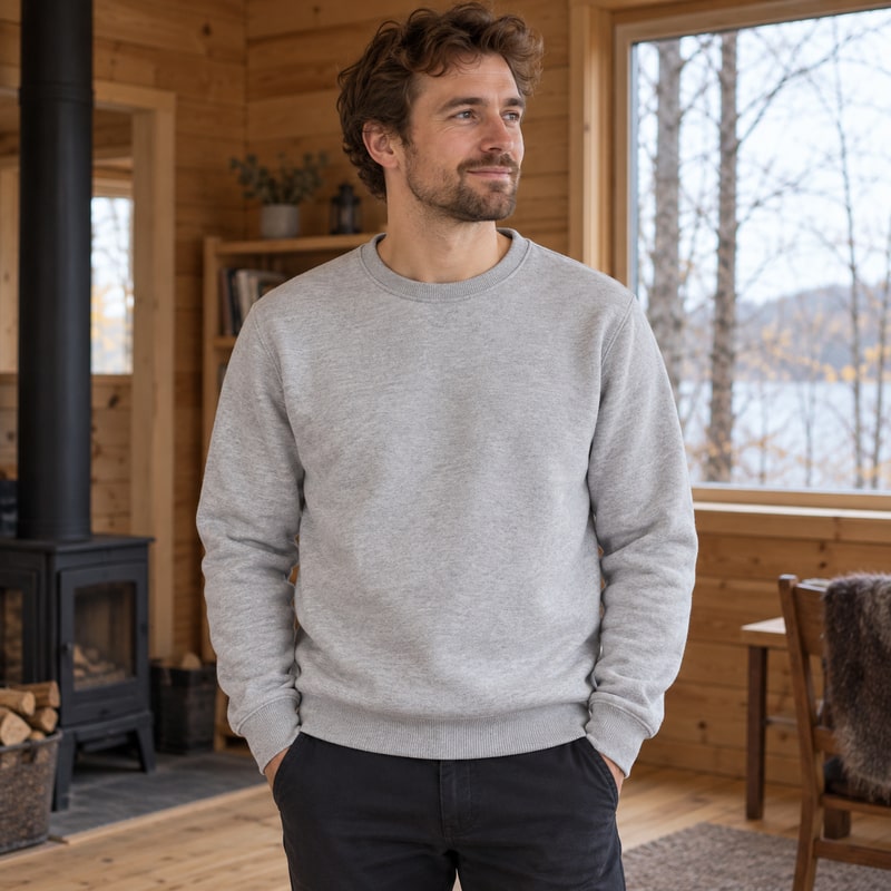 Varmfodrad sweatshirt med rund hals