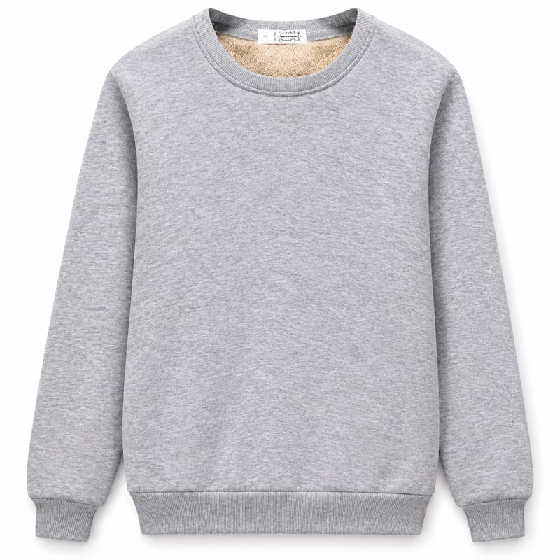 Varmfodrad sweatshirt med rund hals Ljusgrå