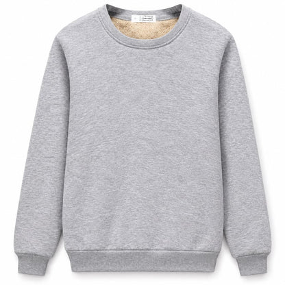 Varmfodrad sweatshirt med rund hals Ljusgrå