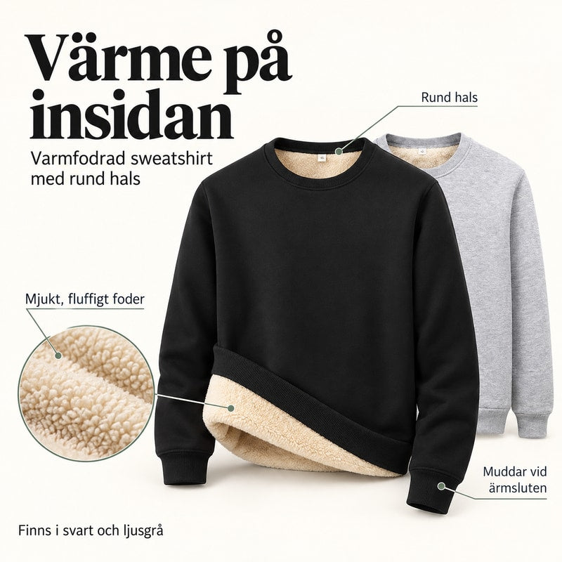 Varmfodrad sweatshirt med rund hals