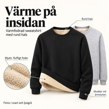 Varmfodrad sweatshirt med rund hals