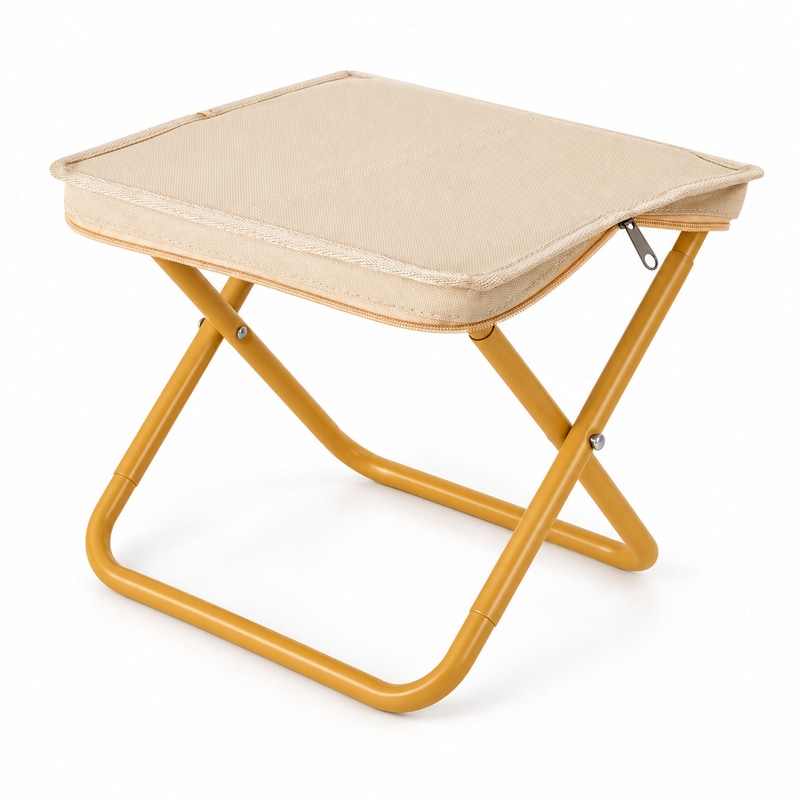 Låg hopfällbar campingpall Beige