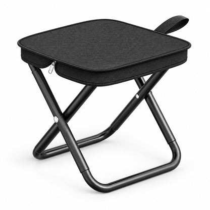 Låg hopfällbar campingpall Svart