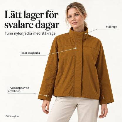 Tunn nylonjacka med ståkrage