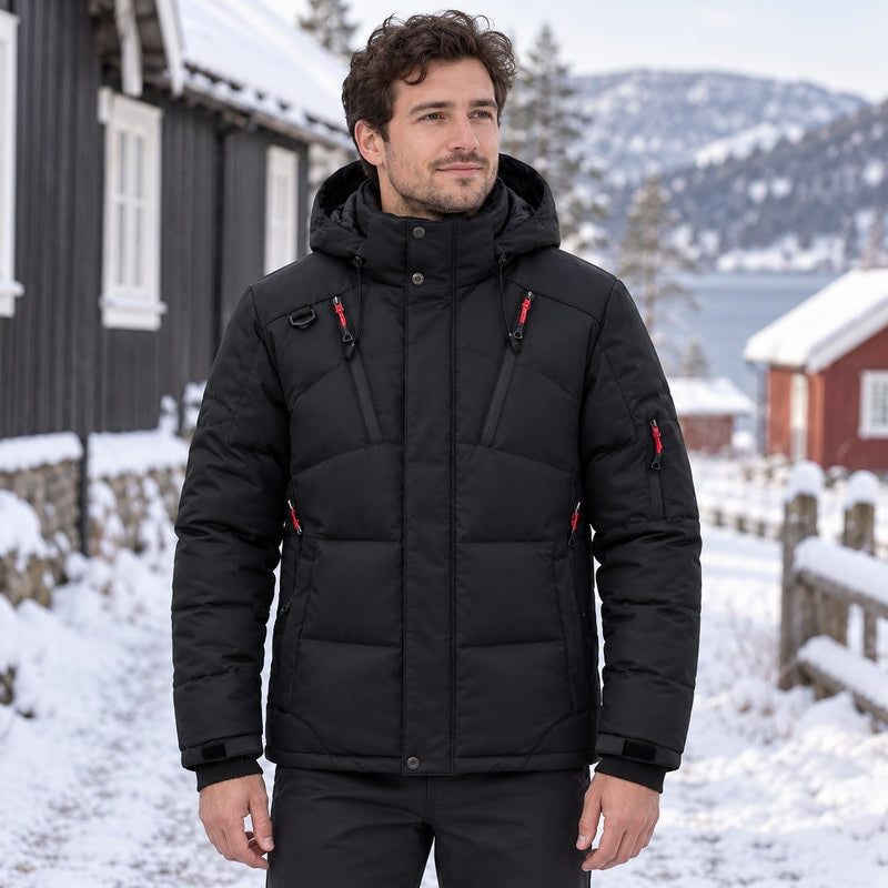 Vadderad vinterjacka med dragkedjefickor