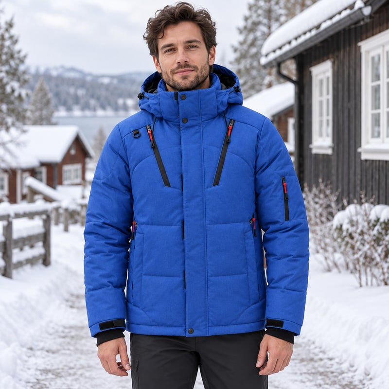 Vadderad vinterjacka med dragkedjefickor