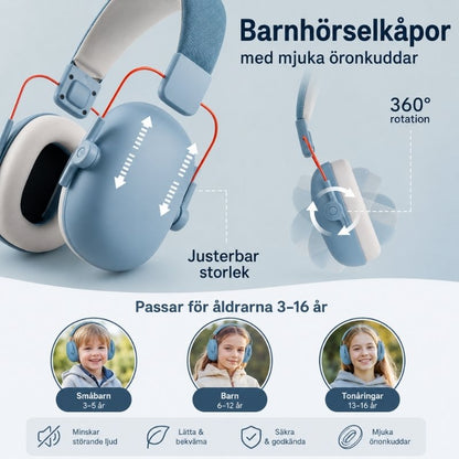 Barnhörselkåpor med mjuka öronkuddar