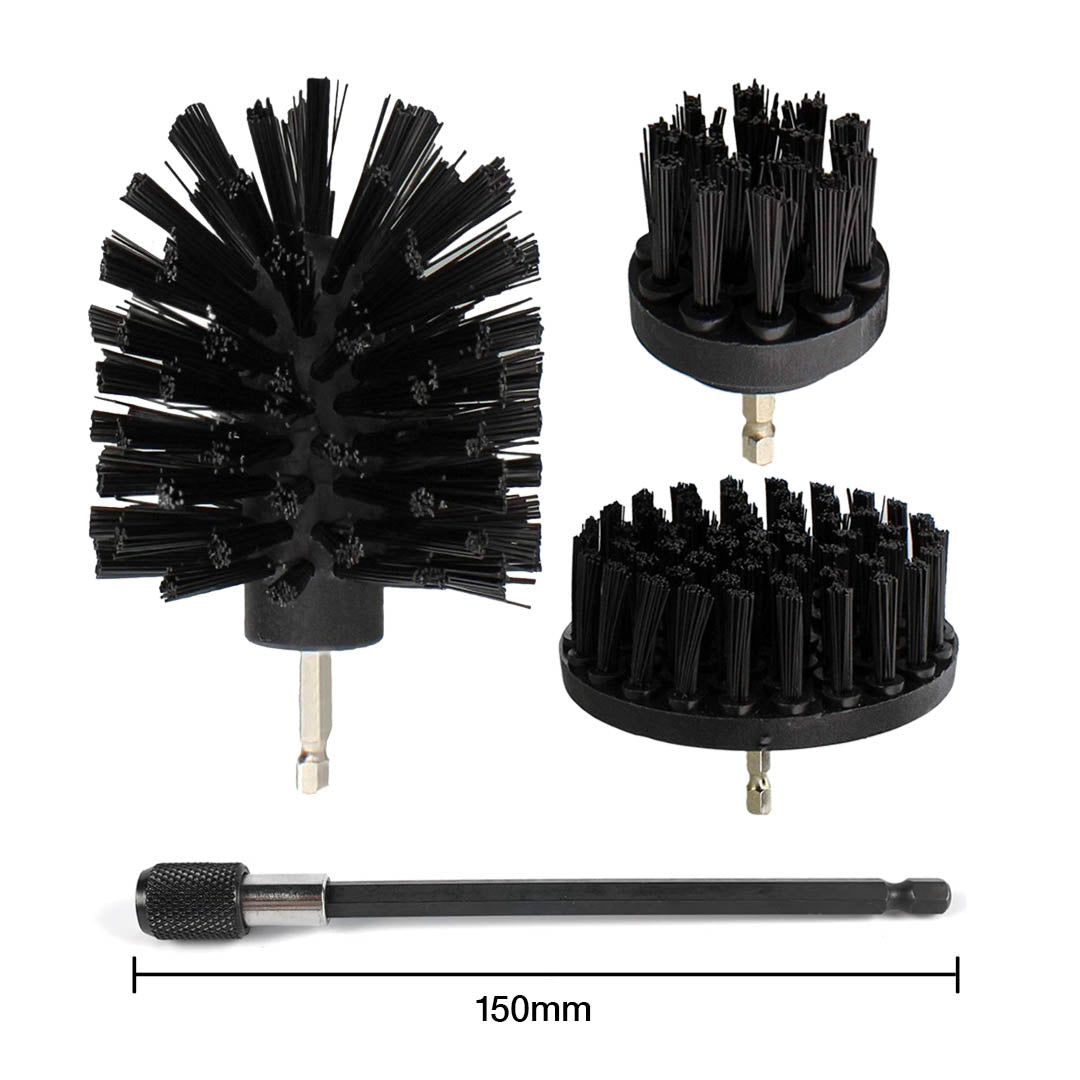 Hårda borrborstar 3-pack med 150 mm förlängare