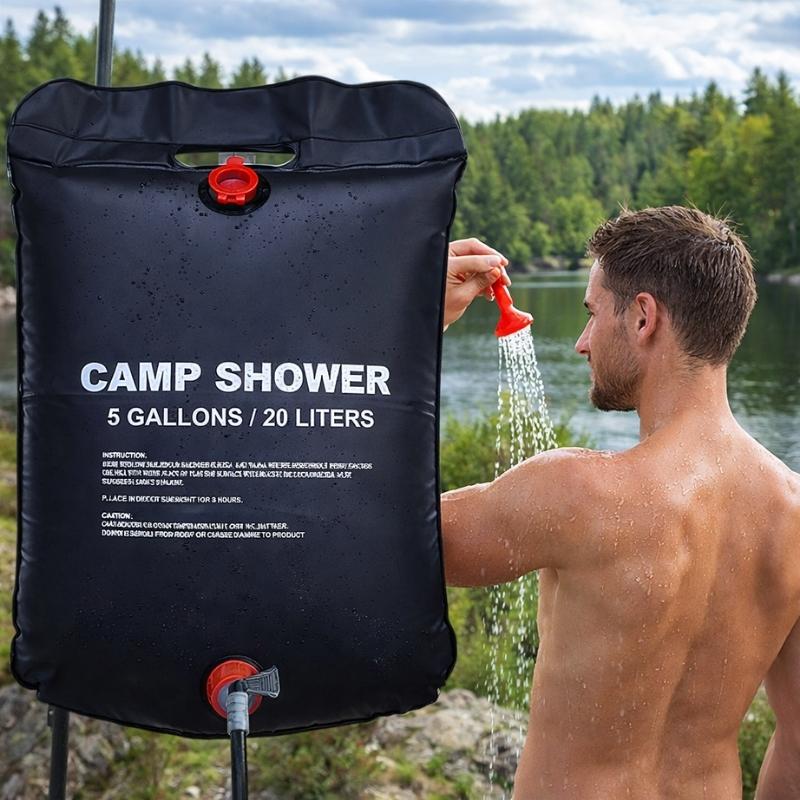 Campingdusch 20L med soluppvärmd vattentank