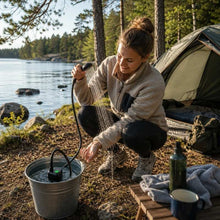 Campingdusch med uppladdningsbar vattenpump