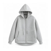 Damhoodie med dragkedja och huva Ljusgrå