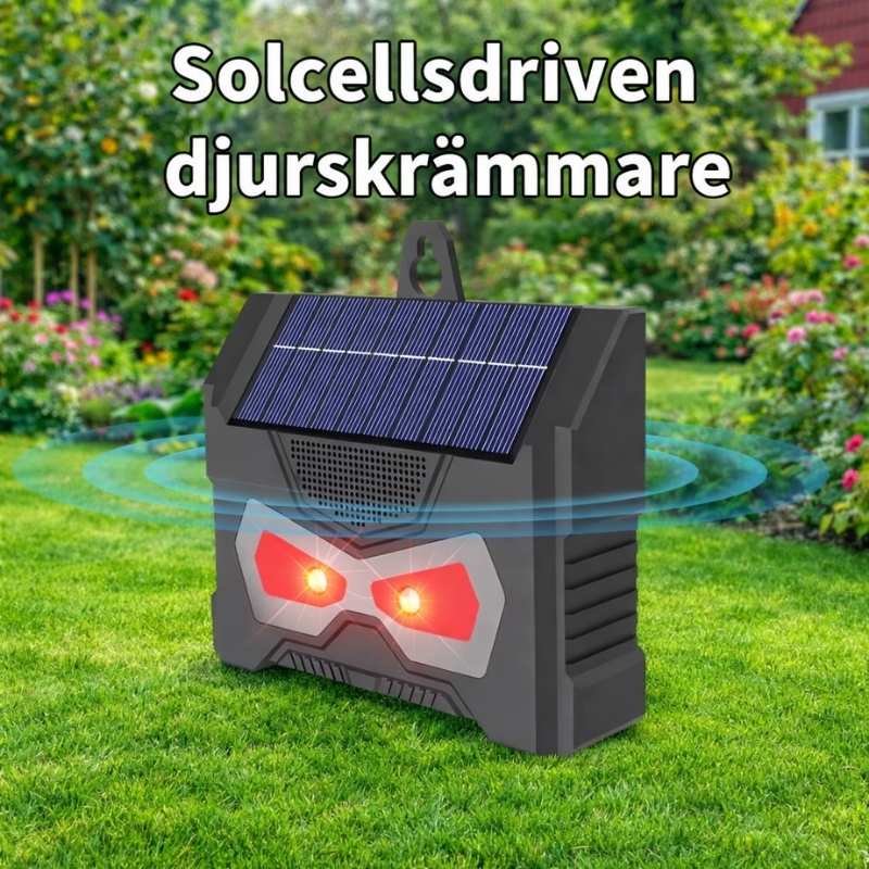 Djurskrämmare med ultraljud och LED-ljus