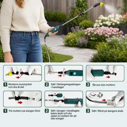 Elektrisk vattenspruta med flexibel slang