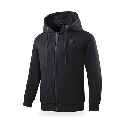 Eluppvärmd ziphoodie med tre värmelägen Black