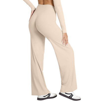Flare yogabyxor dam för träning och vardag Beige