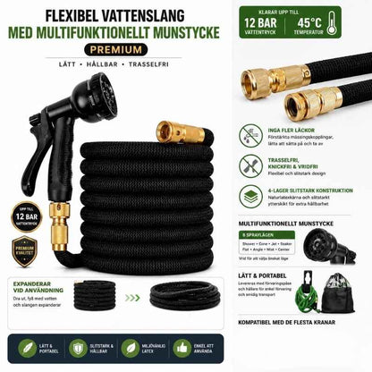 Flexibel vattenslang med multifunktionellt munstycke Premium