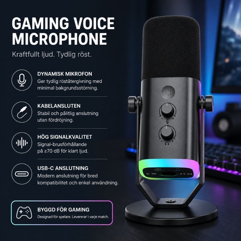 Gamingmikrofon med USB-C anslutning