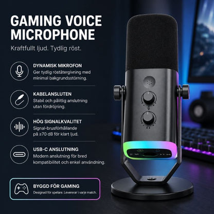 Gamingmikrofon med USB-C anslutning