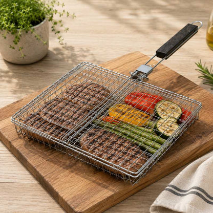 Grillkorg i kolstål med låsbart galler