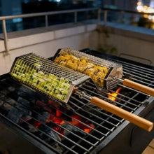 Grillkorg i rostfritt stål med handtag
