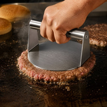 Hamburgerpress för smashburgare i stål