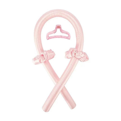 Heatless curls ribbon för värmefria lockar Ljusrosa