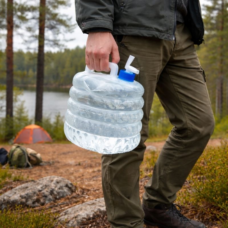 Hopfällbar vattendunk med kran för vattenförvaring