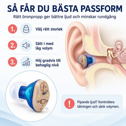 Hörapparat med upp till 20 timmars drifttid