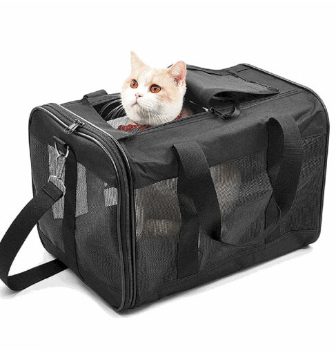 Transportväska för hund och katt med ventilation Svart