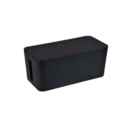 Kabelbox med lock för sladdförvaring Svart Stor