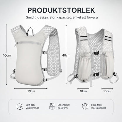 Löparväst med vätskefack och fickor