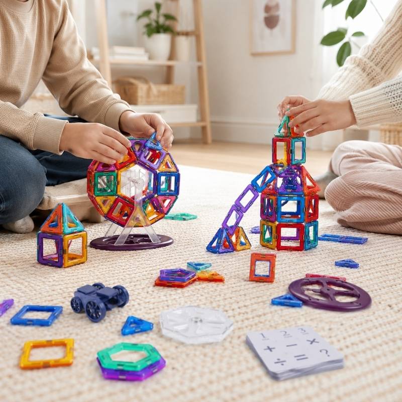 Magnetiska byggdelar för barn med färgglada former