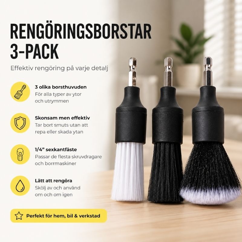 Mjuka borrborstar för bilens interiör