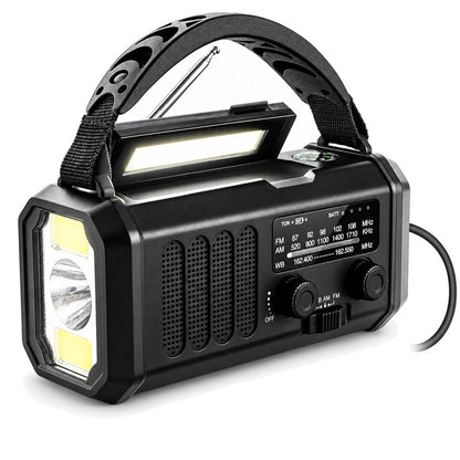 Nödradio med ficklampa och powerbank Black