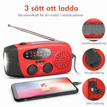 Nödradio med vev, solcell och powerbank