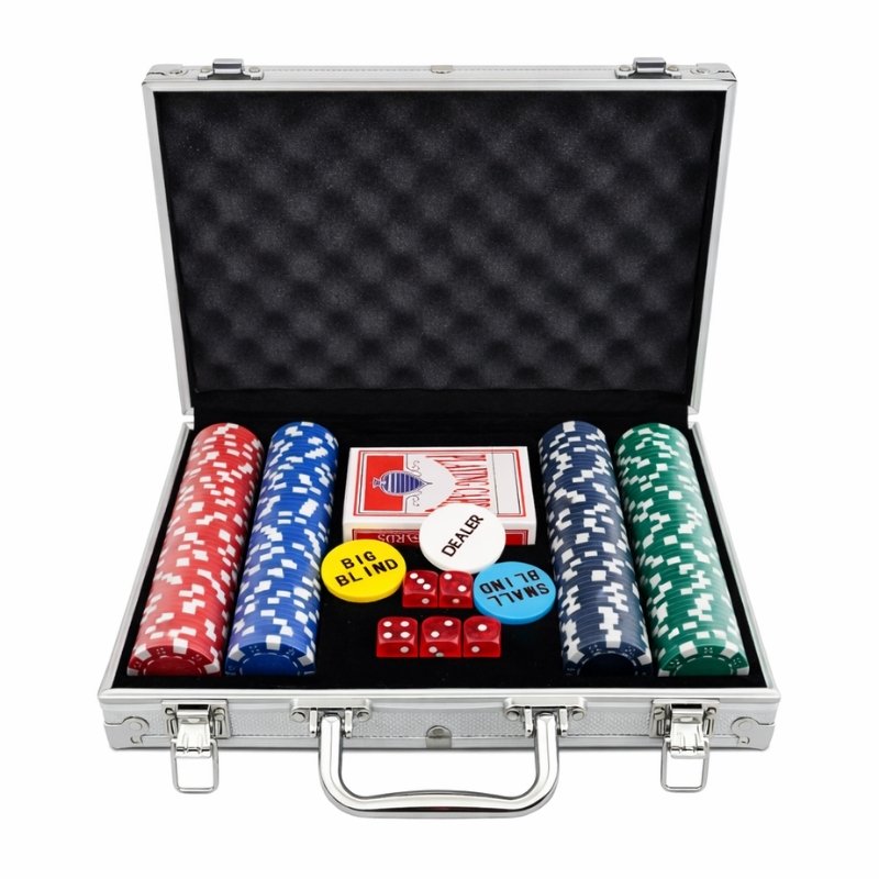 Pokerset med marker och aluminiumväska