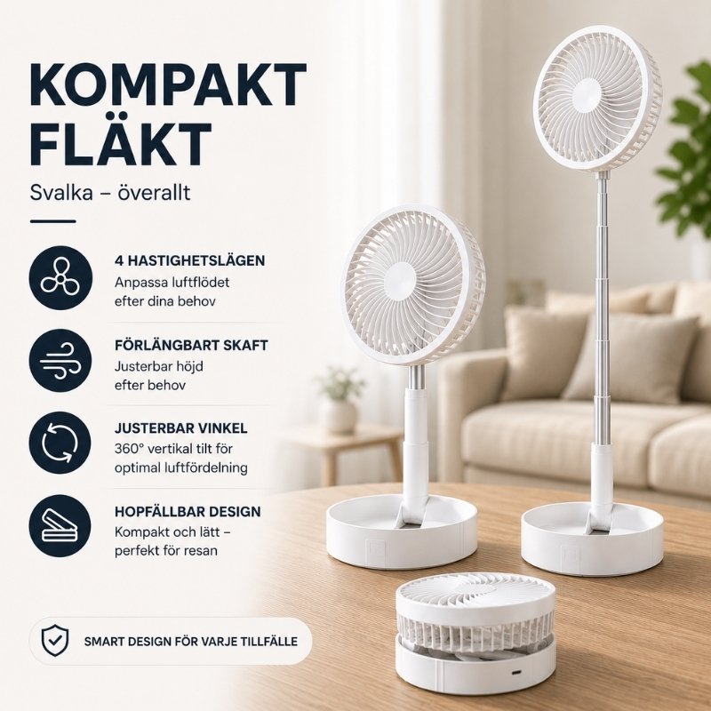 Portabel golvfläkt med teleskopstativ