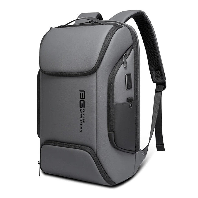 Premium reseryggsäck med laptopfack och USB-port Grå