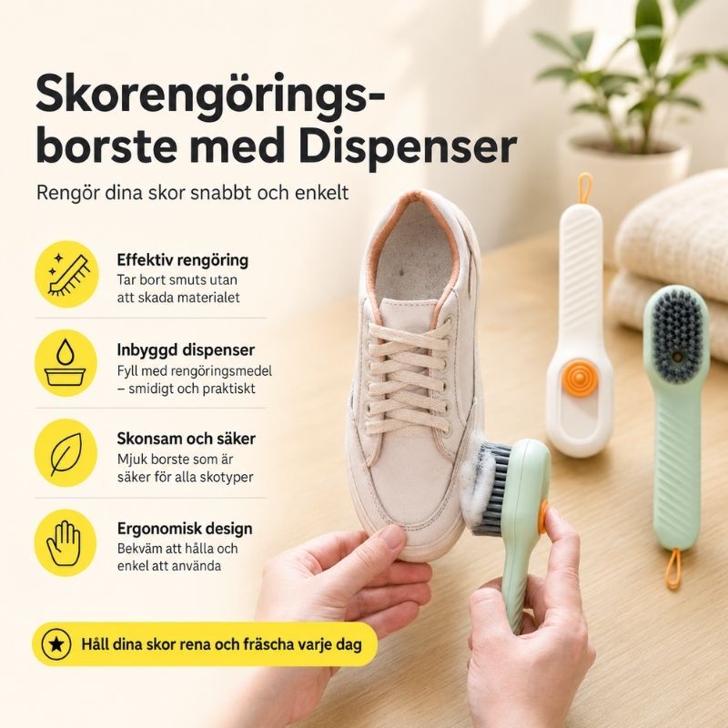 Rengöringsborste för skor och textilier