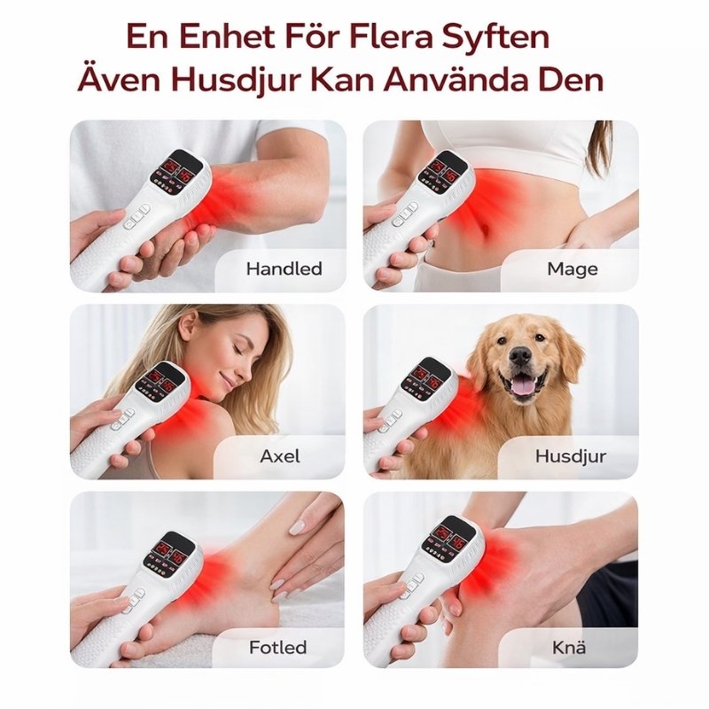 Rödljus- och infraröd behandlingslaser för hud