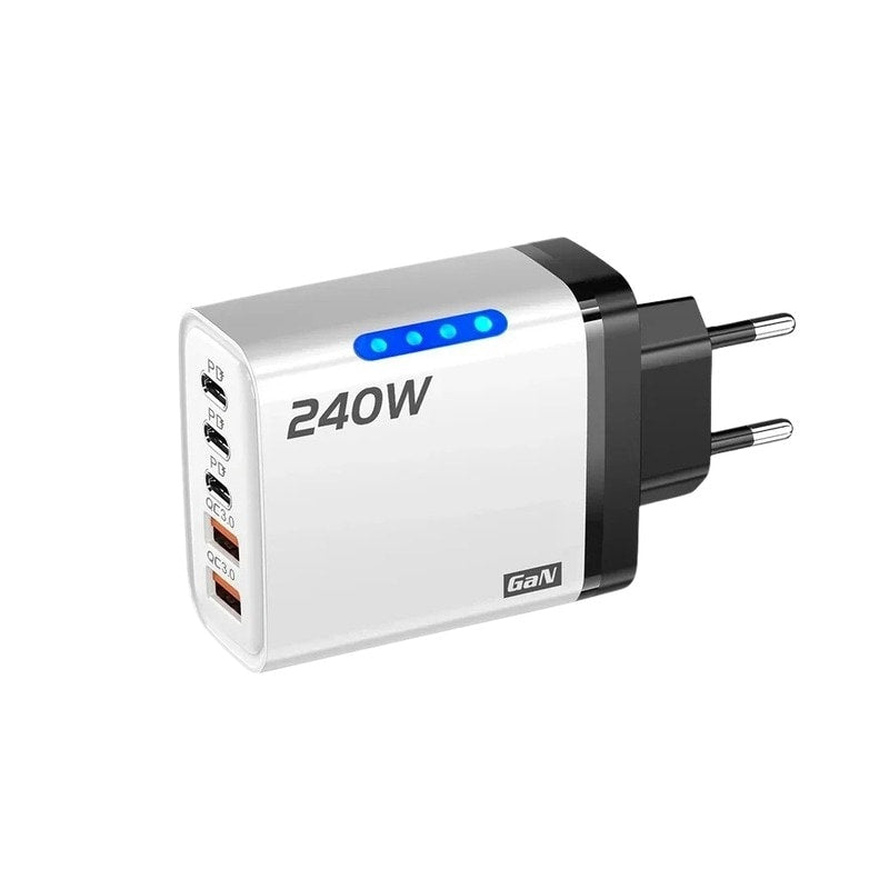Snabbladdare 240W med USB-C och USB-A Vit