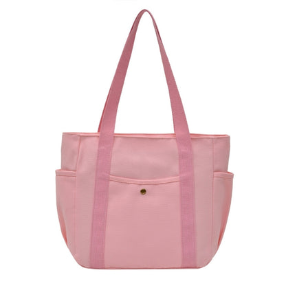 Tote bag i canvas med ytterfack Rosa