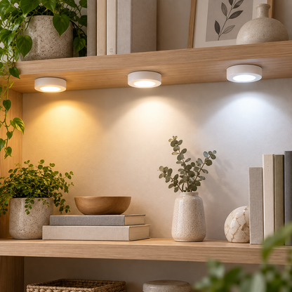 Trådlösa LED-ljuspuckar med fjärrkontroll 3-pack