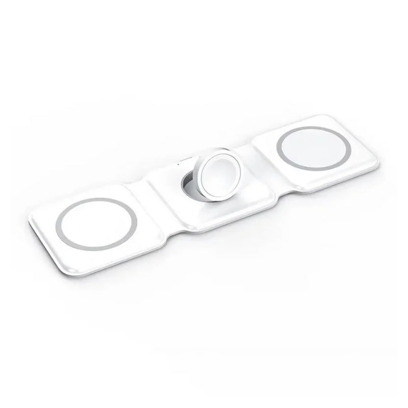 Trådlös laddare 3 i 1 med magnetisk vikbar design Vit
