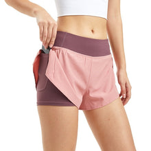 Träningsshorts med inneshorts och mobilficka Ljusrosa