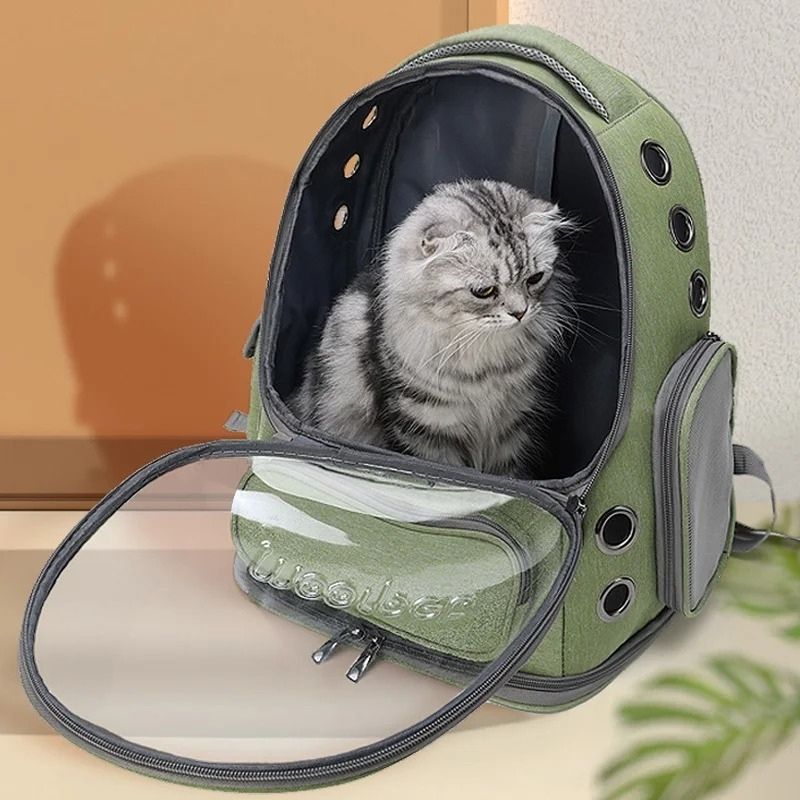 Transport ryggsäck för katt med fönster