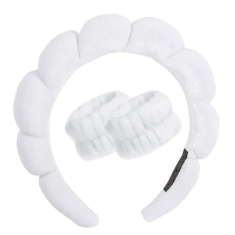 Tvättarmband och pannband för ansiktsrengöring White